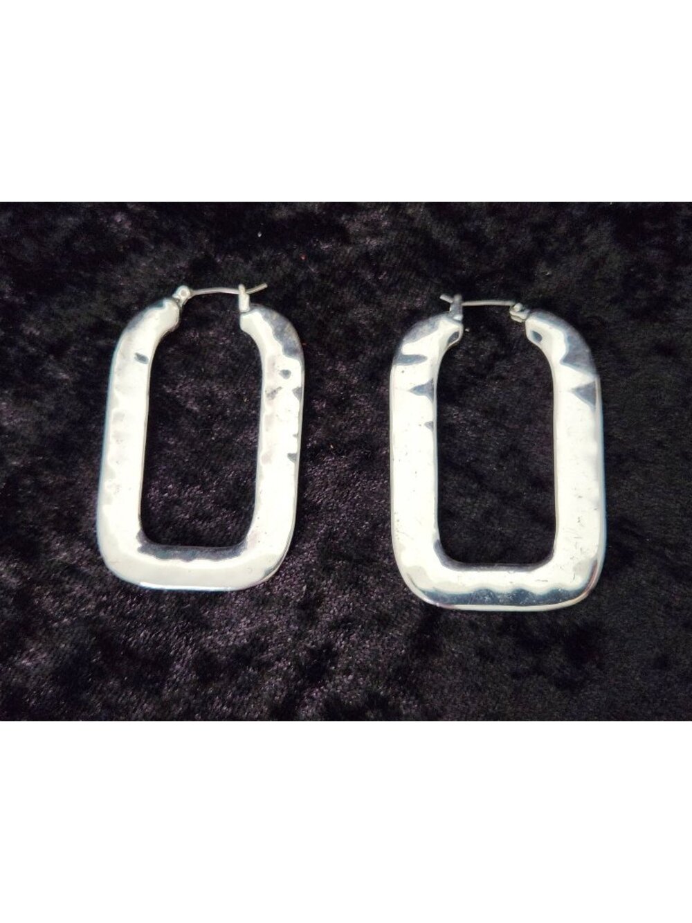 ROBERT LEE MORRIS RLM Soho Silver Tone Hammered Rectangular Hoop Earrings